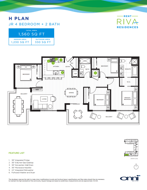 Floor plan for 4 beds, 2 baths, 1229 sqft